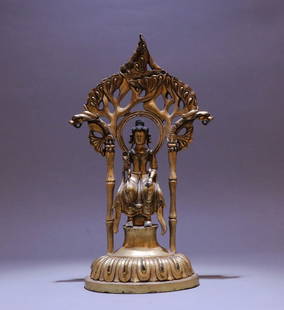 A bronze gilt Buddha statue of the Northern Wei Dynasty: Bronze gilt Buddha statue of the Northern Wei Dynasty SIZE: H:40cm L:17cm W:2945g (The Dimensions Of All Batches Are Manually Measured.If You Need More Detailed Information, Please Contact Our Custome