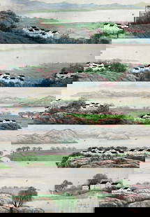 A long scroll of Wu Guanzhong's oil painting: Wu Guanzhong's long oil painting scroll SIZE: L:10m W:0.6m (The Dimensions Of All Batches Are Manually Measured.If You Need More Detailed Information, Please Contact Our Customer Service Before Biddin