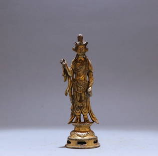 A bronze gilt Buddha statue of the Northern Wei Dynasty: Northern Wei Dynasty bronze gilt Buddha statue of the Northern Wei Dynasty SIZE: L:7cm H:19cm W:386g (The Dimensions Of All Batches Are Manually Measured.If You Need More Detailed Information, Please