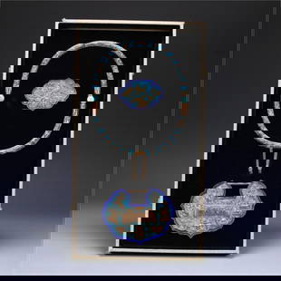 A piece of pure silver dot Cui of the Qing Dynasty is happy to be on the eyebrows Bogu lock: The Qing Dynasty's full silver dot Cui Xi on the eyebrows Bogu lock SIZE: 33x17x1.9cm W:305g (The Dimensions Of All Batches Are Manually Measured.If You Need More Detailed Information, Please Contact