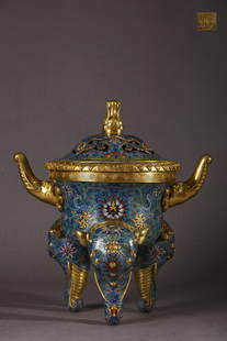 A piece of Qing Dynasty precision cast copper cloisonné cloisonné enamel Taiping has like a smoker: Qing Dynasty precision casting copper cloisonné cloisonné enamel Taiping elephant smoker [style] Qianlong year system [detail] The furnace body is strong and extraordinary. The outside of the handic