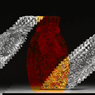 A bottle of dragon play flower picture in enamel of the material tire: The material tire painting enamel dragon play flower picture baggage bottle SIZE: H:17cm W:9.5cm W:657g (The Dimensions Of All Batches Are Manually Measured.If You Need More Detailed Information, Plea
