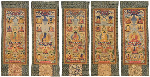 A set of embroidered five-sided Buddhas from the Qing Dynasty: Embroidered five-sided Buddha of the Qing Dynasty AAA (The Dimensions Of All Batches Are Manually Measured.If You Need More Detailed Information, Please Contact Our Customer Service Before Bidding.)