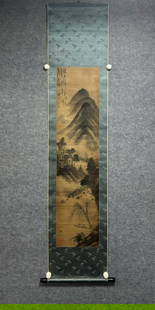 A landscape painting by Chen Daofu: Chen Daofu's landscape paintings SIZE: 126×30cm (The Dimensions Of All Batches Are Manually Measured.If You Need More Detailed Information, Please Contact Our Customer Service Before Bidding.)