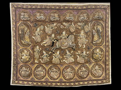 A bead-embroidered character story picture of the Qing Dynasty: Bead-embroidered character story pictures of the Qing Dynasty L:155cm W:126cm (The Dimensions Of All Batches Are Manually Measured.If You Need More Detailed Information, Please Contact Our Customer Se