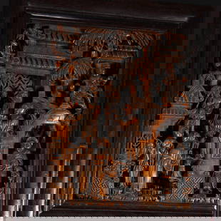 A Qing Dynasty rosewood inlaid boxwood character story interstitial screen: Qing Dynasty rosewood inlaid boxwood character story interlude Size: H:45.2cm W:31.3cm W:3030.3g (The Dimensions Of All Batches Are Manually Measured.If You Need More Detailed Information, Please Cont