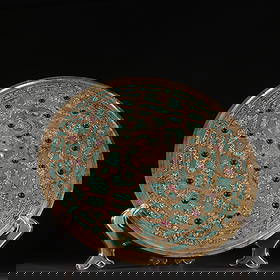 A fine copper gilt inlaid turquoise gemstone bronze mirror: Exquisite copper gilt inlaid turquoise gemstone bronze mirror Size:D:29.7cmW:2380g