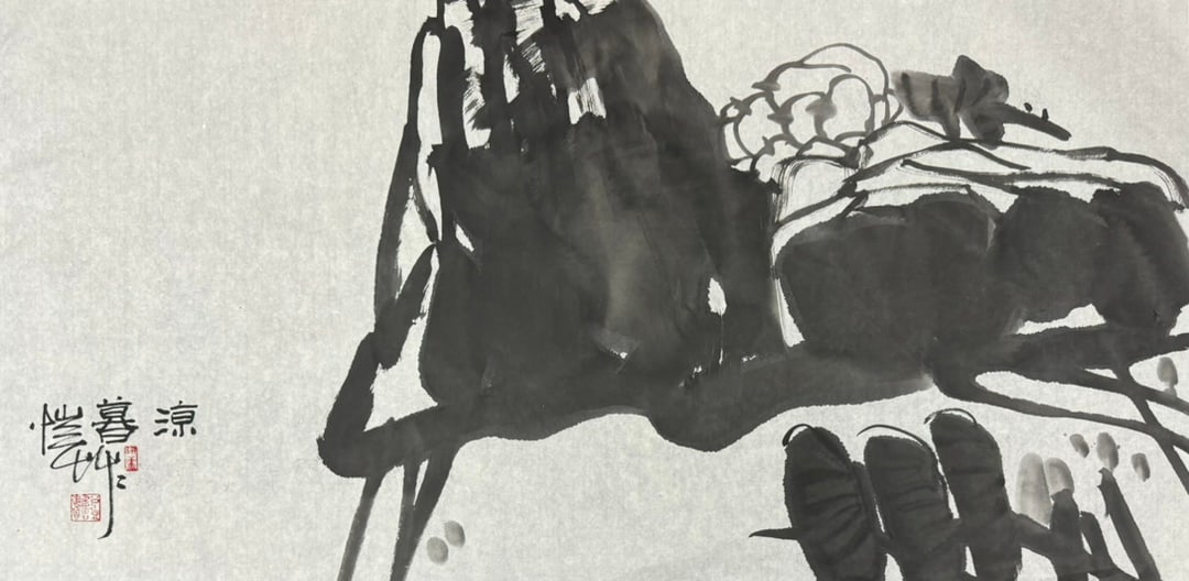 An ink painting by Pan Gongkai: Pan Gongkai's ink paintingsize:Quadruple size(The Dimensions Of All Batches Are Manually Measured.If You Need More Detailed Information, Please Contact Our Customer Service Before Bidding.)