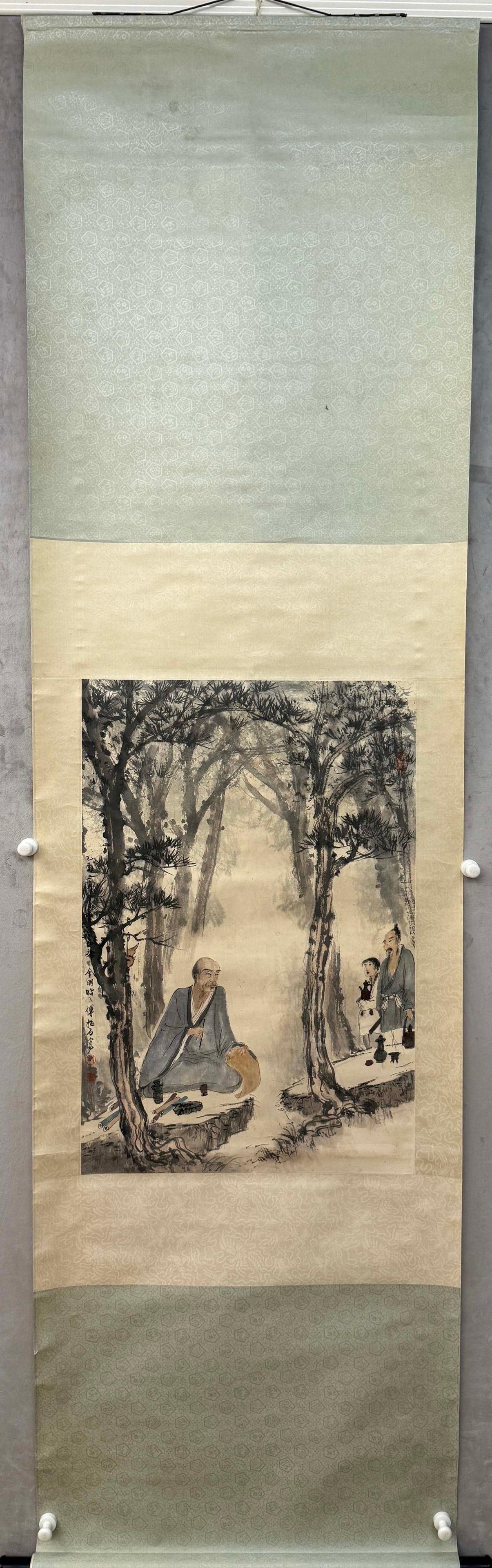 A landscape picture of Fu Baoshi's character: Fu Baoshi's character landscape map Size:69x47cm (The Dimensions Of All Batches Are Manually Measured.If You Need More Detailed Information, Please Contact Our Customer Service Before Bidding.)