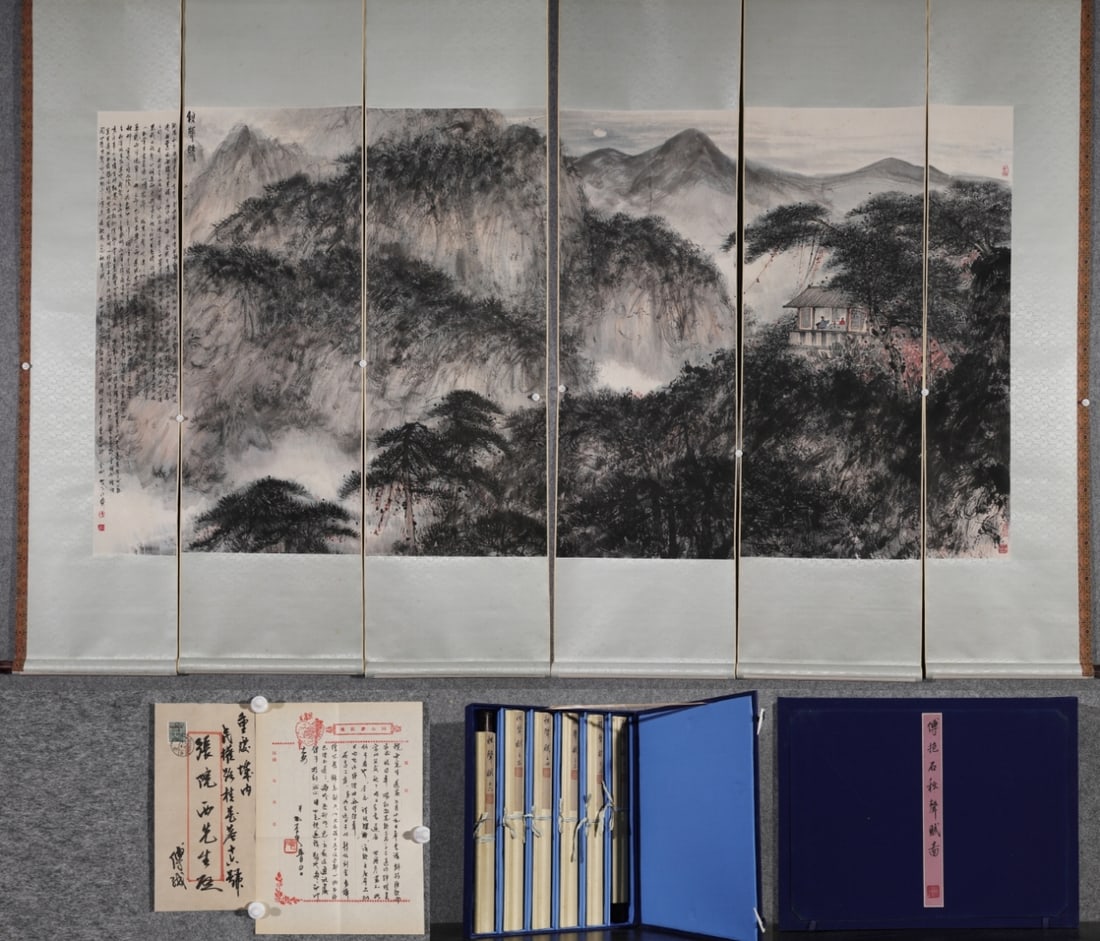 A high-quality screen of Fu Baoshi: Fu Baoshi's high-quality screen Size: (The Dimensions Of All Batches Are Manually Measured.If You Need More Detailed Information, Please Contact Our Customer Service Before Bidding.)