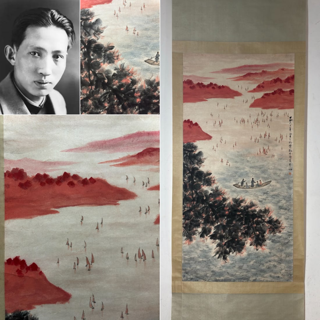 A vertical axis of Fu Baoshi's landscape painting: Fu Baoshi's landscape map vertical axis Flower core Size:137x67cm Origin:In the mid-20th century, as Chinese art was undergoing a wave of modern innovation, Fu Baoshi was a trailblazer in redefining l