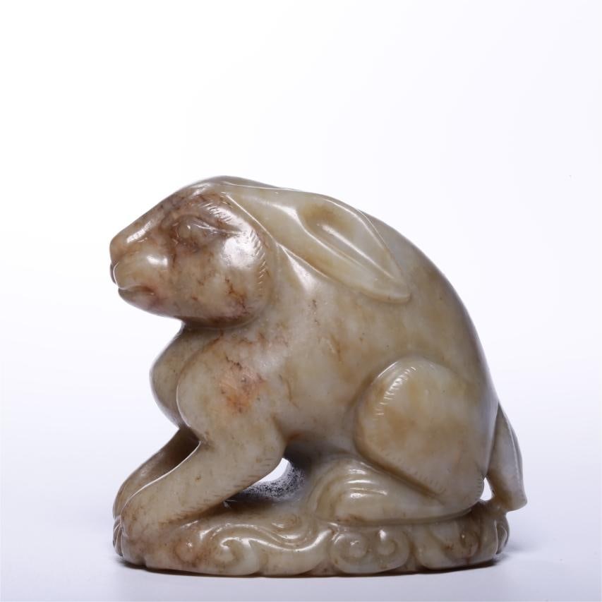 A treasured Hetian jade seed material with Qin jade rabbit (1 of 9)