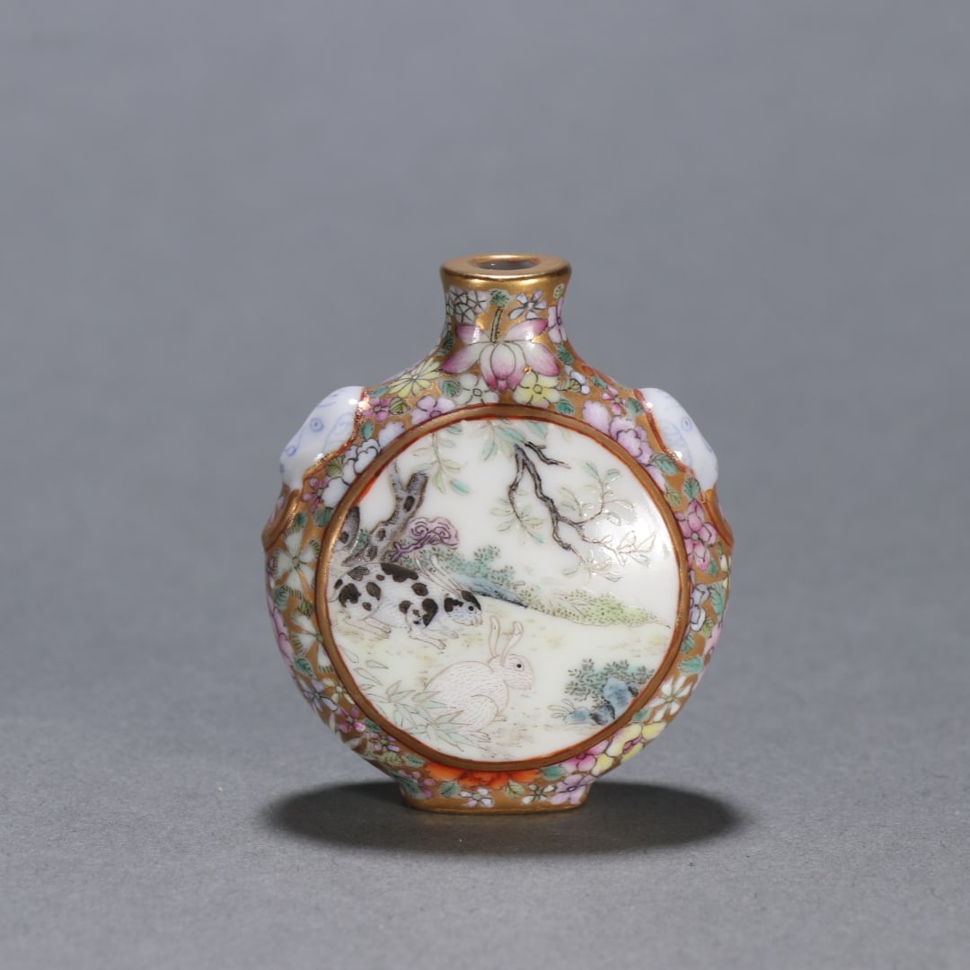 A pastel window opening from the Qing Dynasty has a bright future: Qing Dynasty pastel window 'promising' snuff bottle SIZE: H:5.2cm W:4.3cm (The Dimensions Of All Batches Are Manually Measured.If You Need More Detailed Information, Please Contact Our Customer Servic