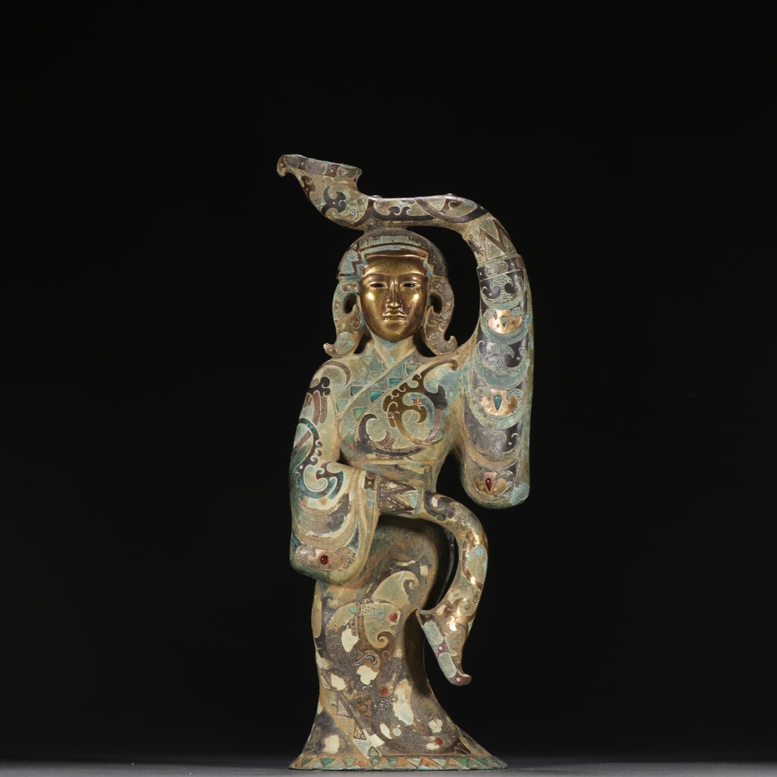 Exquisite copper mistake gold and silver dancers: Exquisite copper mistake gold and silver dancers Size:H:21.5cm W:8.2cm W:923.8g (The Dimensions Of All Batches Are Manually Measured.If You Need More Detailed Information, Please Contact Our Customer