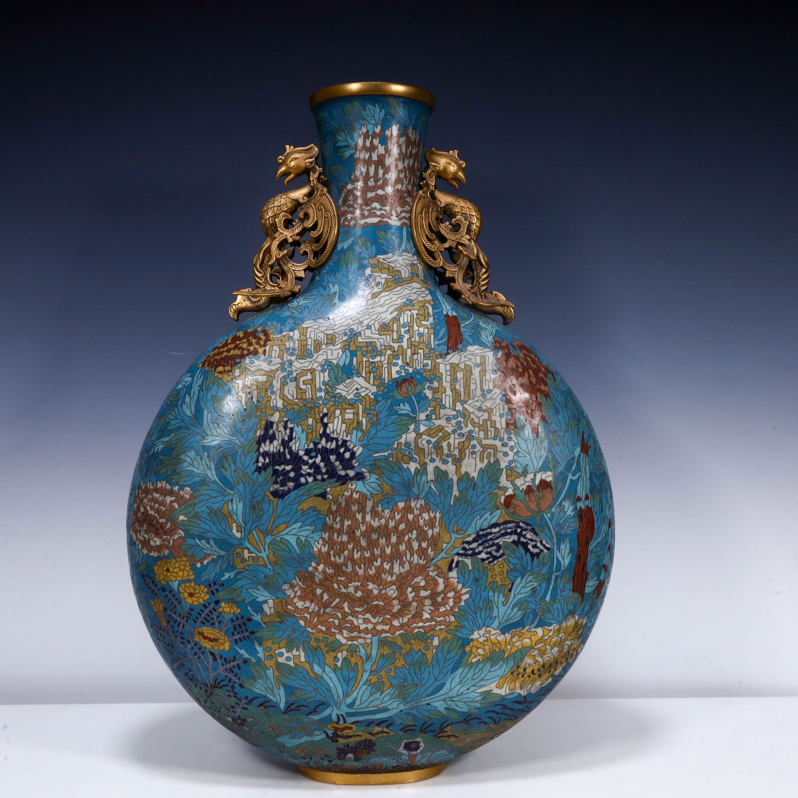 cloisonné holding the moon bottle: cloisonné holding the moon bottle SIZE: L: :38cm W::12cm H::57cm W::8.6kg (The Dimensions Of All Batches Are Manually Measured.If You Need More Detailed Information, Please Contact Our Customer Servi