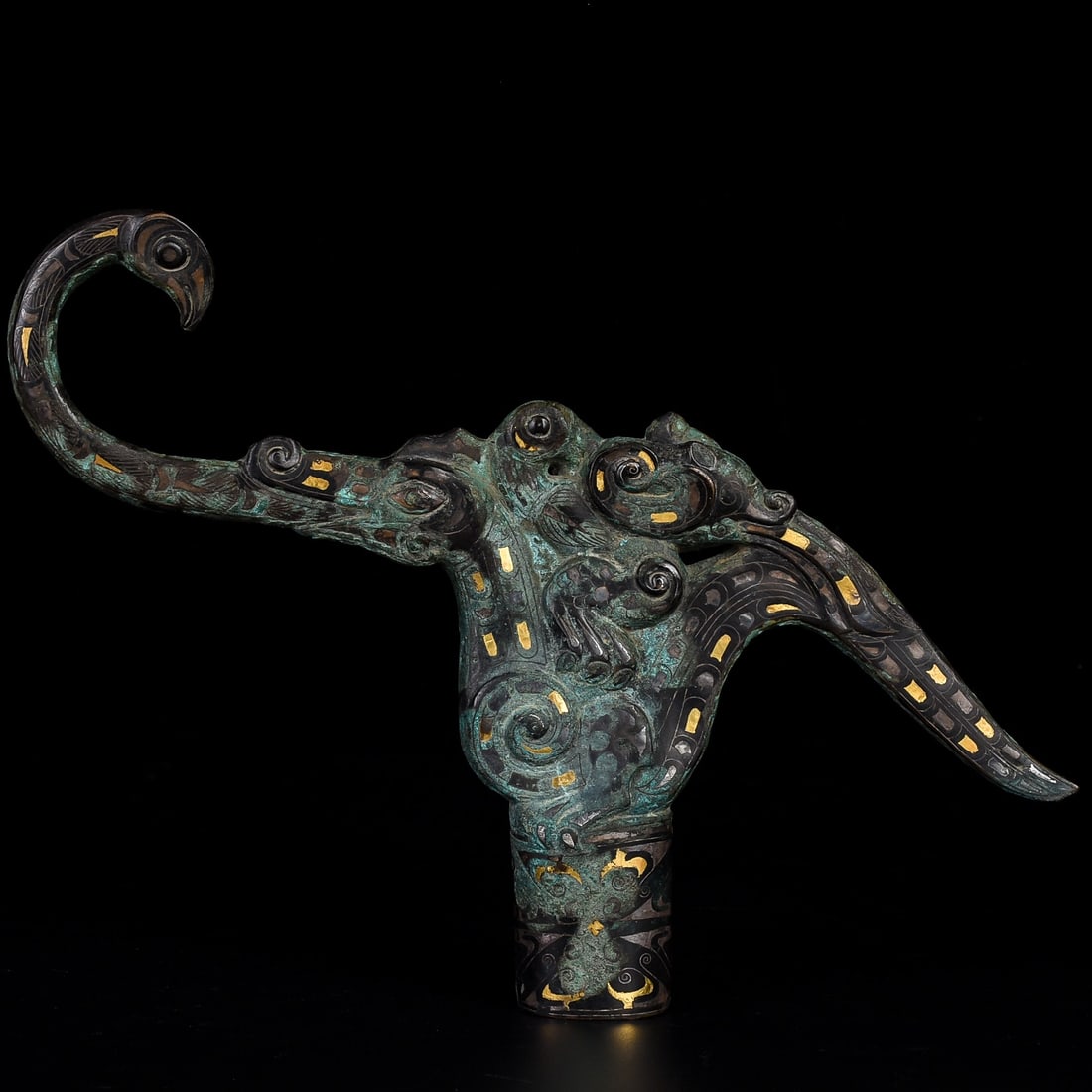 Bronze wrong gold wrong silver belt hook in the Warring States period (1 of 9)