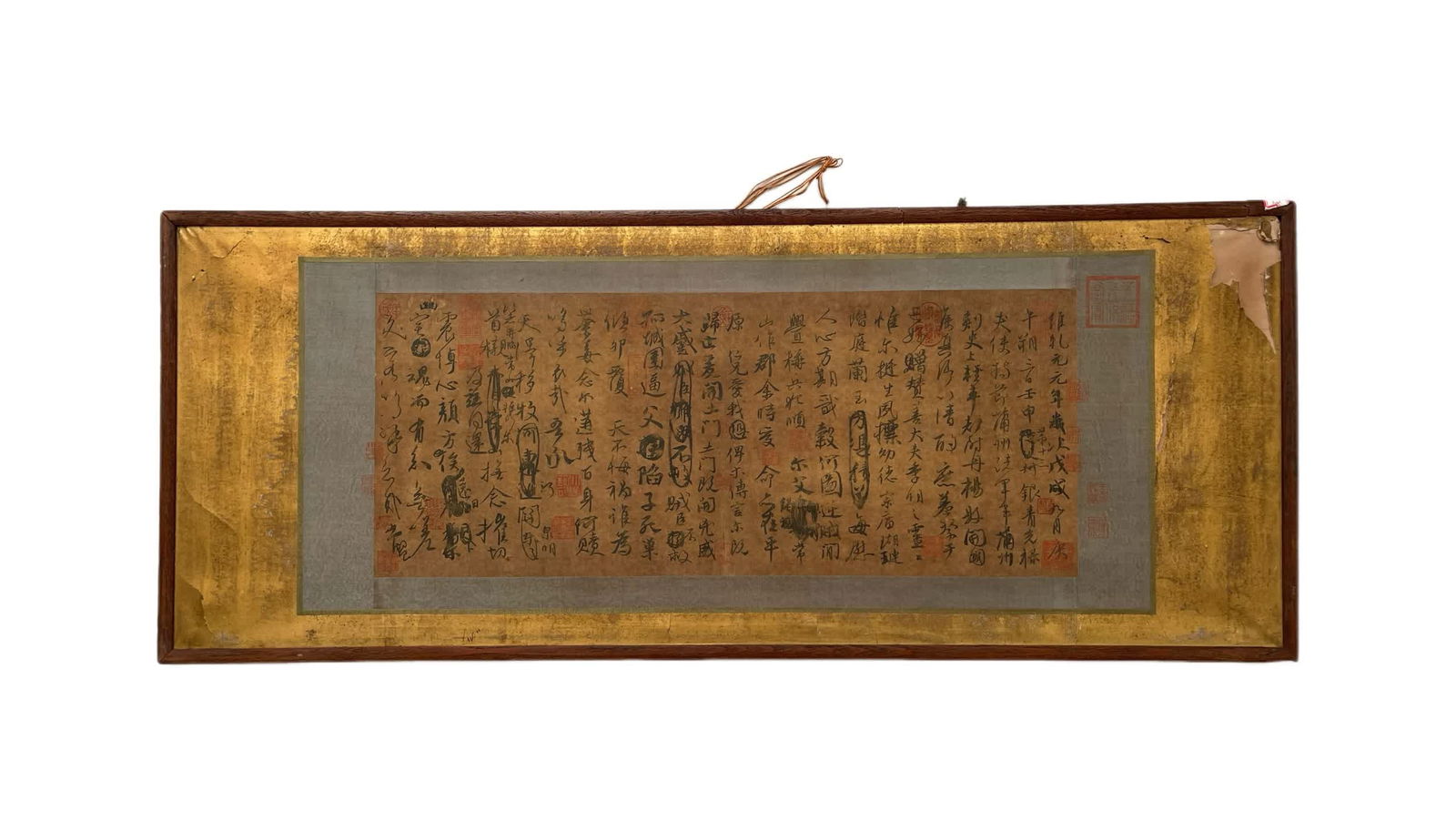 A picture of Yan Zhenqing's "Manuscript of Sacrifice to Nephew": Yan Zhenqing's "Manuscript of Sacrifice to Nephew" SIZE: Frame 108.3x43.5cm Core 81x34cm (The Dimensions Of All Batches Are Manually Measured.If You Need More Detailed Information, Please Contact Our