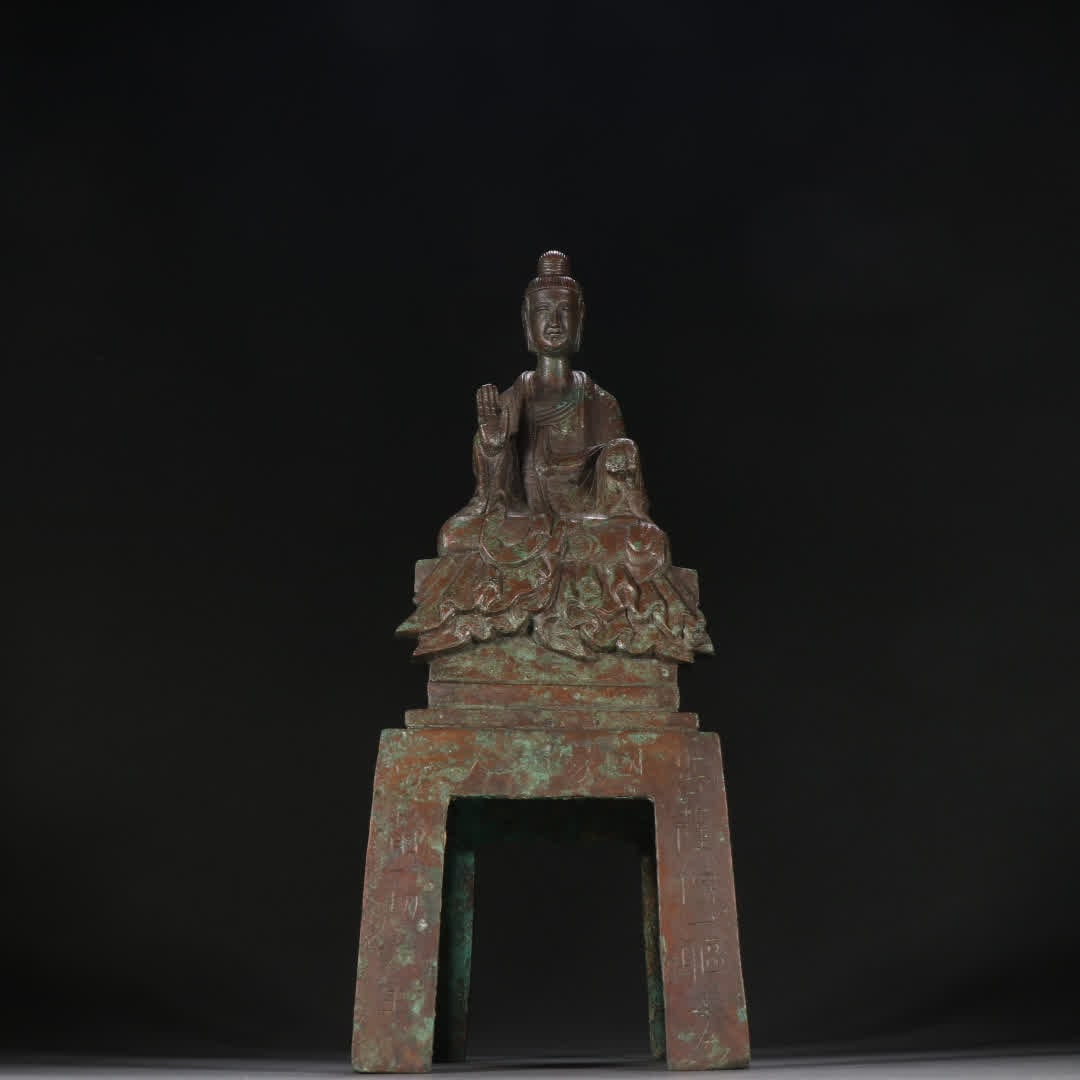 A bronze bench Buddha statue (1 of 9)