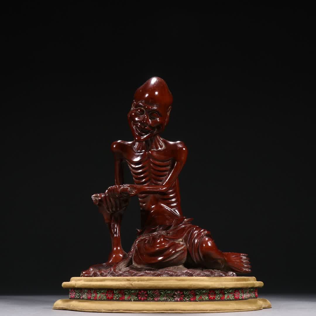 A Qing Dynasty boxwood skinny Arhat ornament (1 of 9)
