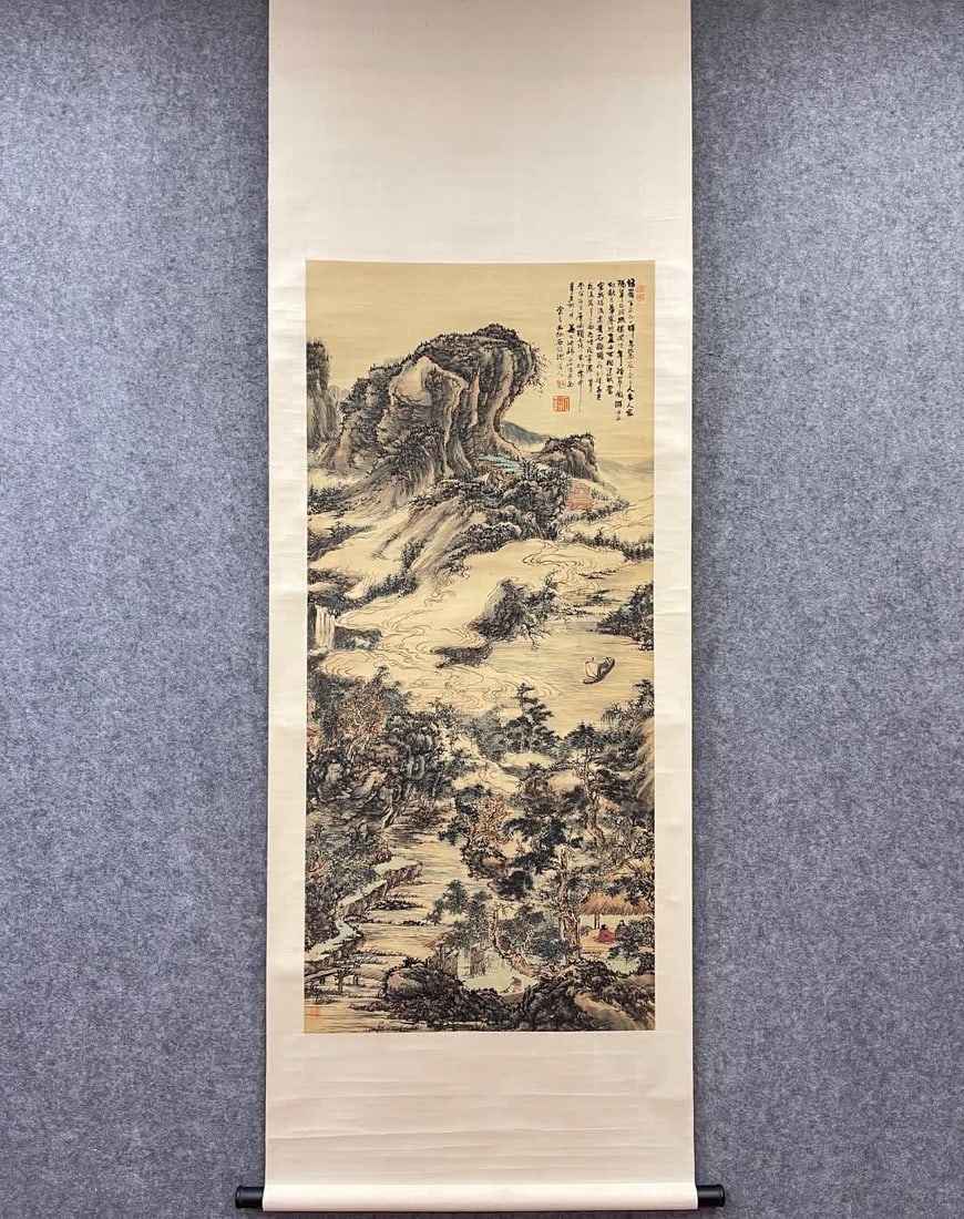 A landscape picture with a shaved head: A landscape map with a shaved head SIZE: 132x60cm (The Dimensions Of All Batches Are Manually Measured.If You Need More Detailed Information, Please Contact Our Customer Service Before Bidding.)