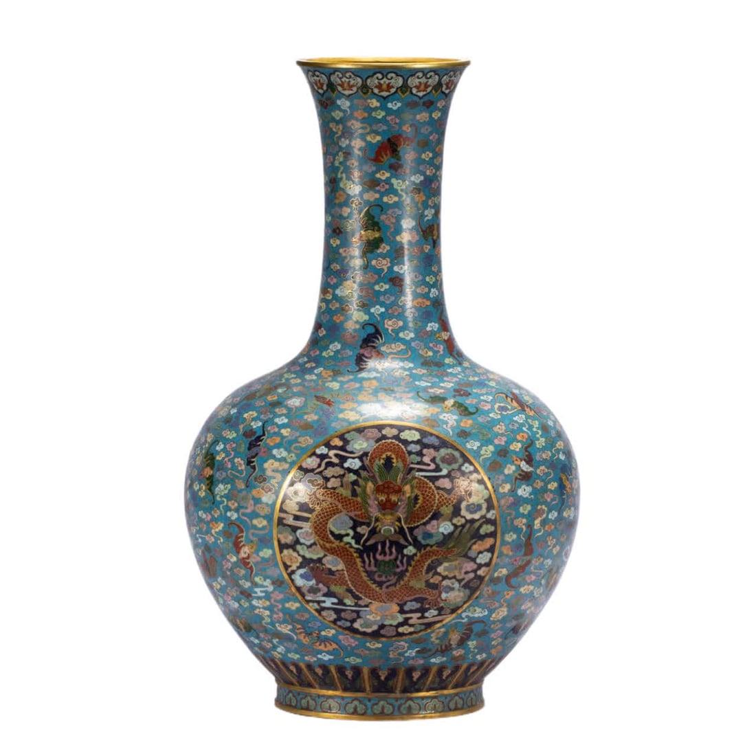 A Qing Dynasty cloisonné dragon pattern celestial ball vase (1 of 9)