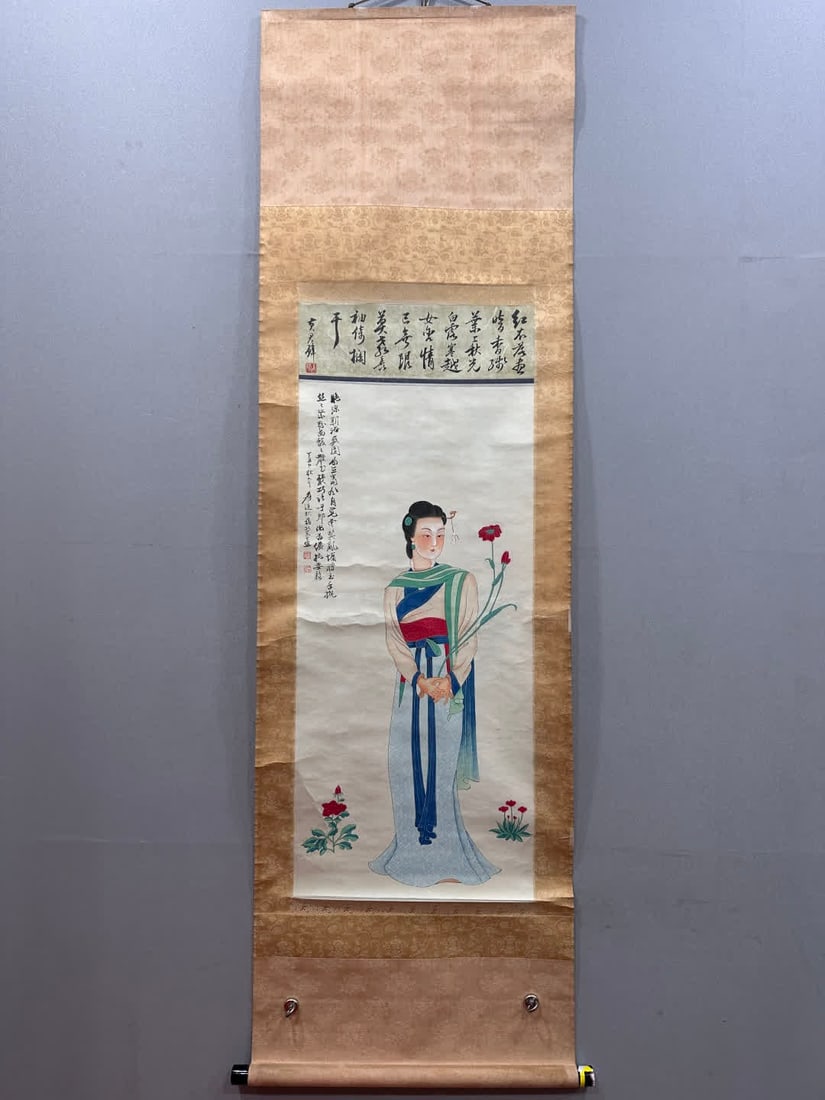 A work by Zhang Daqian: Zhang Daqian's works SIZE: Core 40x89cm (The Dimensions Of All Batches Are Manually Measured.If You Need More Detailed Information, Please Contact Our Customer Service Before Bidding.)