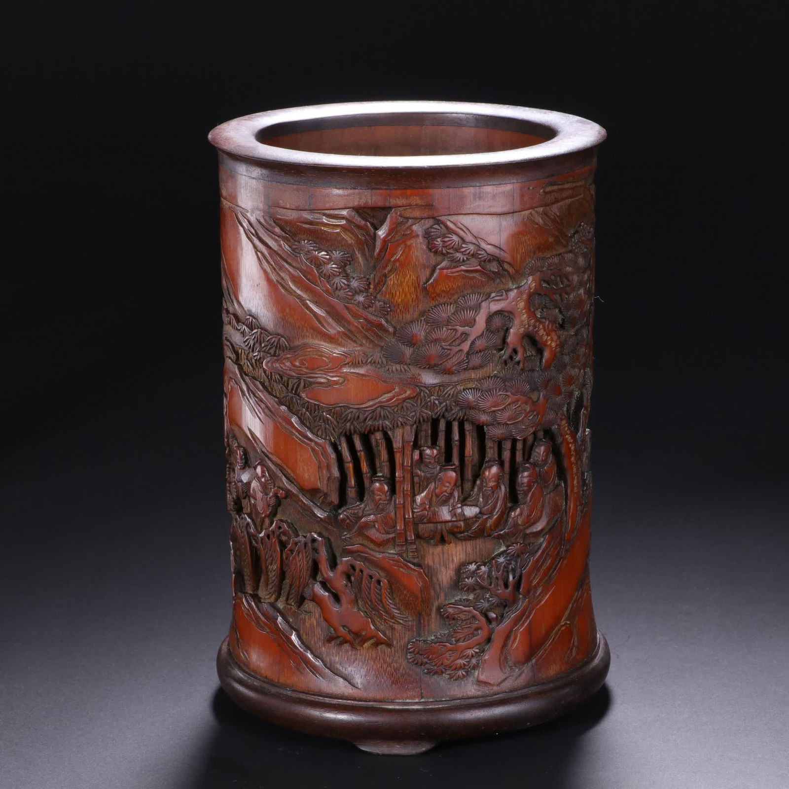 A Qing Cheng bamboo carved character story pattern pen holder (1 of 9)