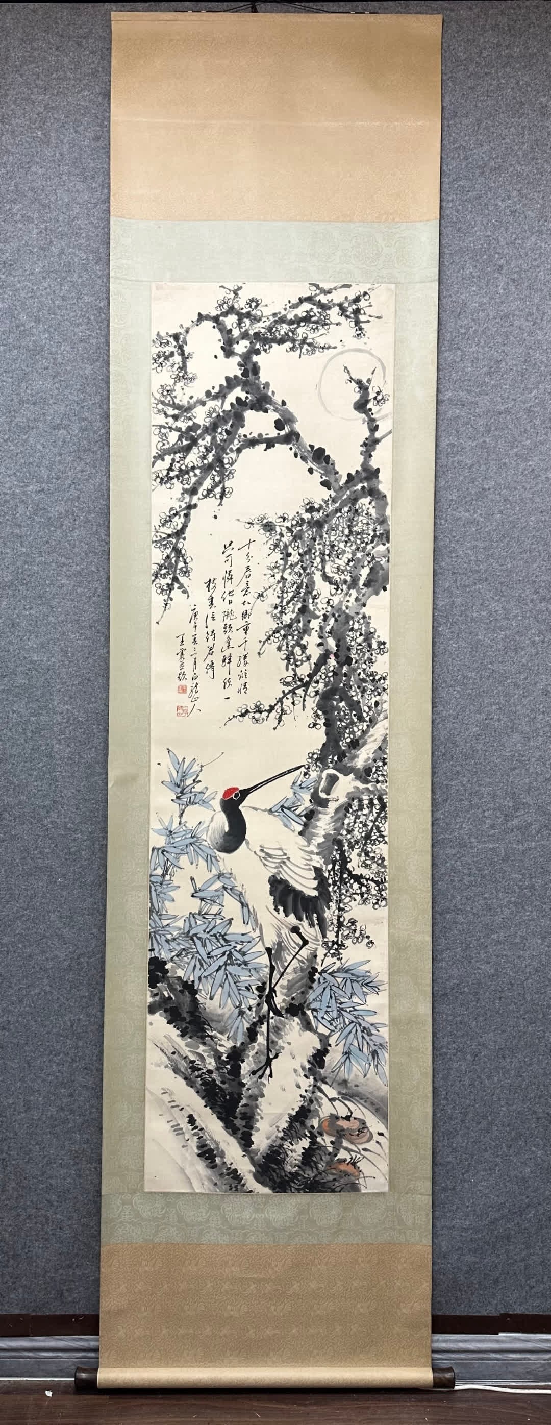 A picture of Wang Zhen's crane life: Wang Zhen's crane longevity picture SIZE: Core 180x48cm (The Dimensions Of All Batches Are Manually Measured.If You Need More Detailed Information, Please Contact Our Customer Service Before