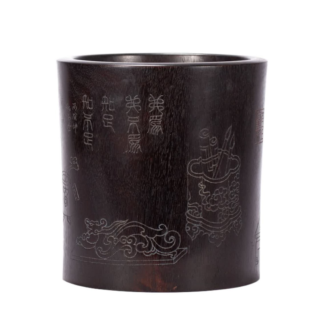 A Qing Dynasty rosewood pen holder: Qing Dynasty rosewood pen holder SIZE: L:16.5cm W:16.5cm H:17cm W:1070g (The Dimensions Of All Batches Are Manually Measured.If You Need More Detailed Information, Please Contact Our Customer