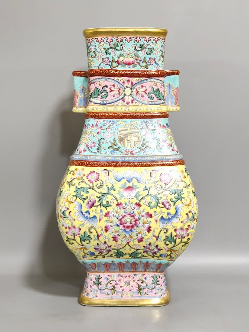 A Qing Dynasty Qianlong square amphora (1 of 8)