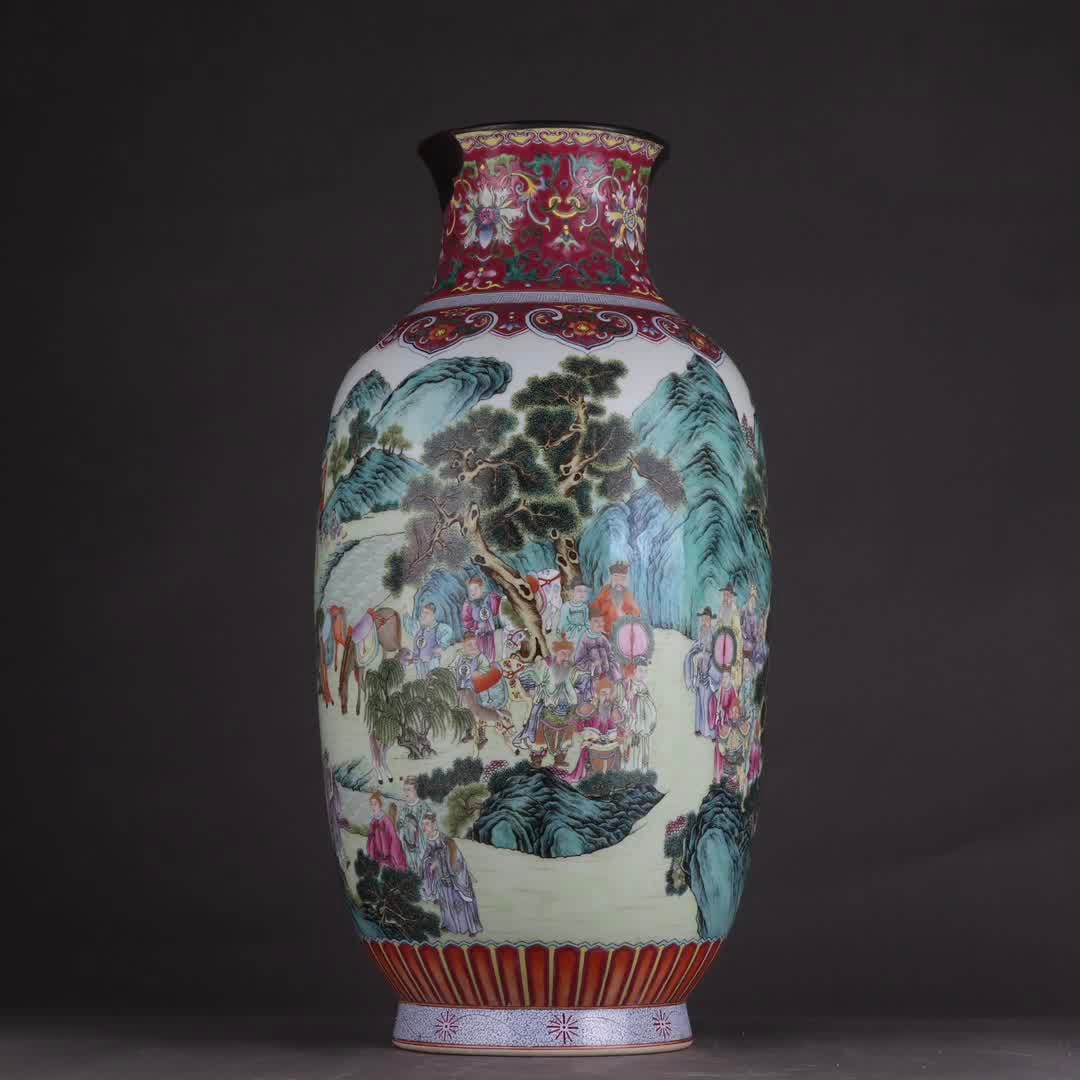 A Qing Qianlong entwined lotus pastel figure bottle (1 of 9)