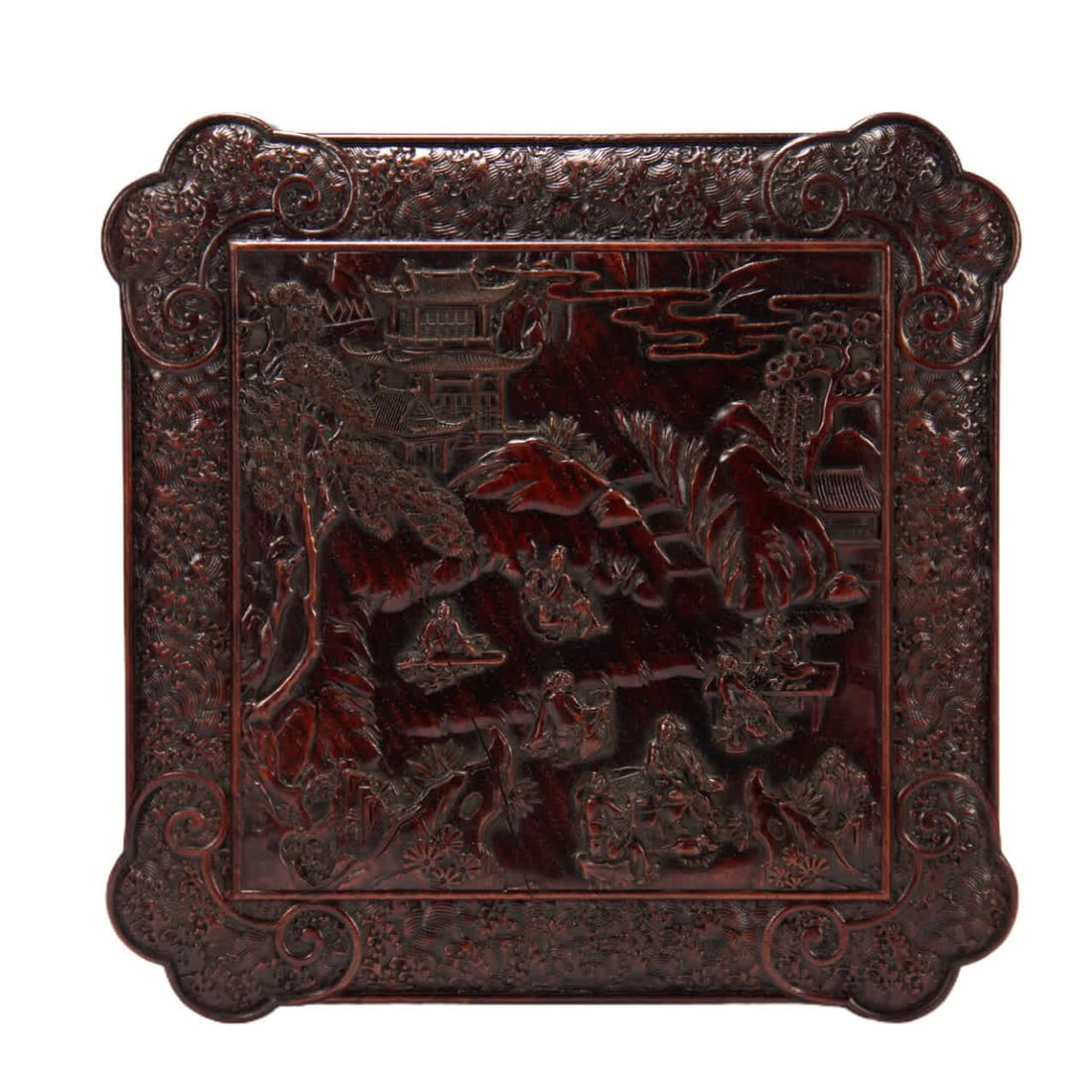 A wooden lid box of Qing Dynasty figures (1 of 9)
