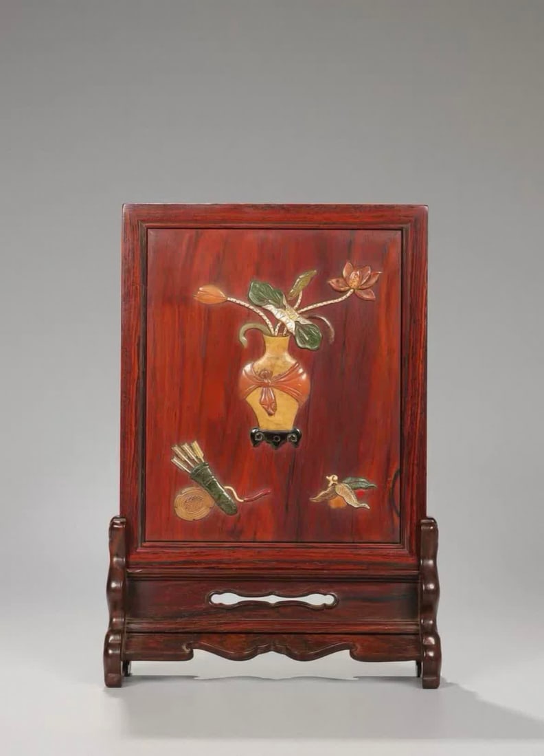 A Qing Dynasty Huanghuali inlaid with multiple treasures (1 of 9)