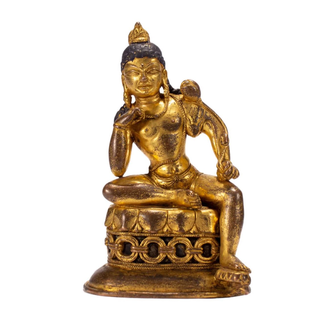 A bronze gilt Buddha statue of the Qing Dynasty: Qing Dynasty copper gilt Buddha statue SIZE: L:11.5cm W:10cm H:17.5cm W:1300g (The Dimensions Of All Batches Are Manually Measured.If You Need More Detailed Information, Please Contact Our