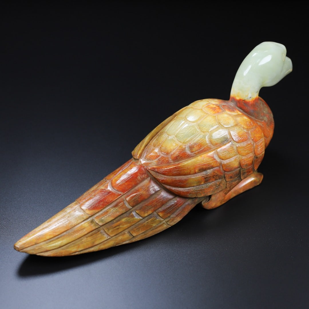 A beautiful Hetian jade full work phoenix bird - 9