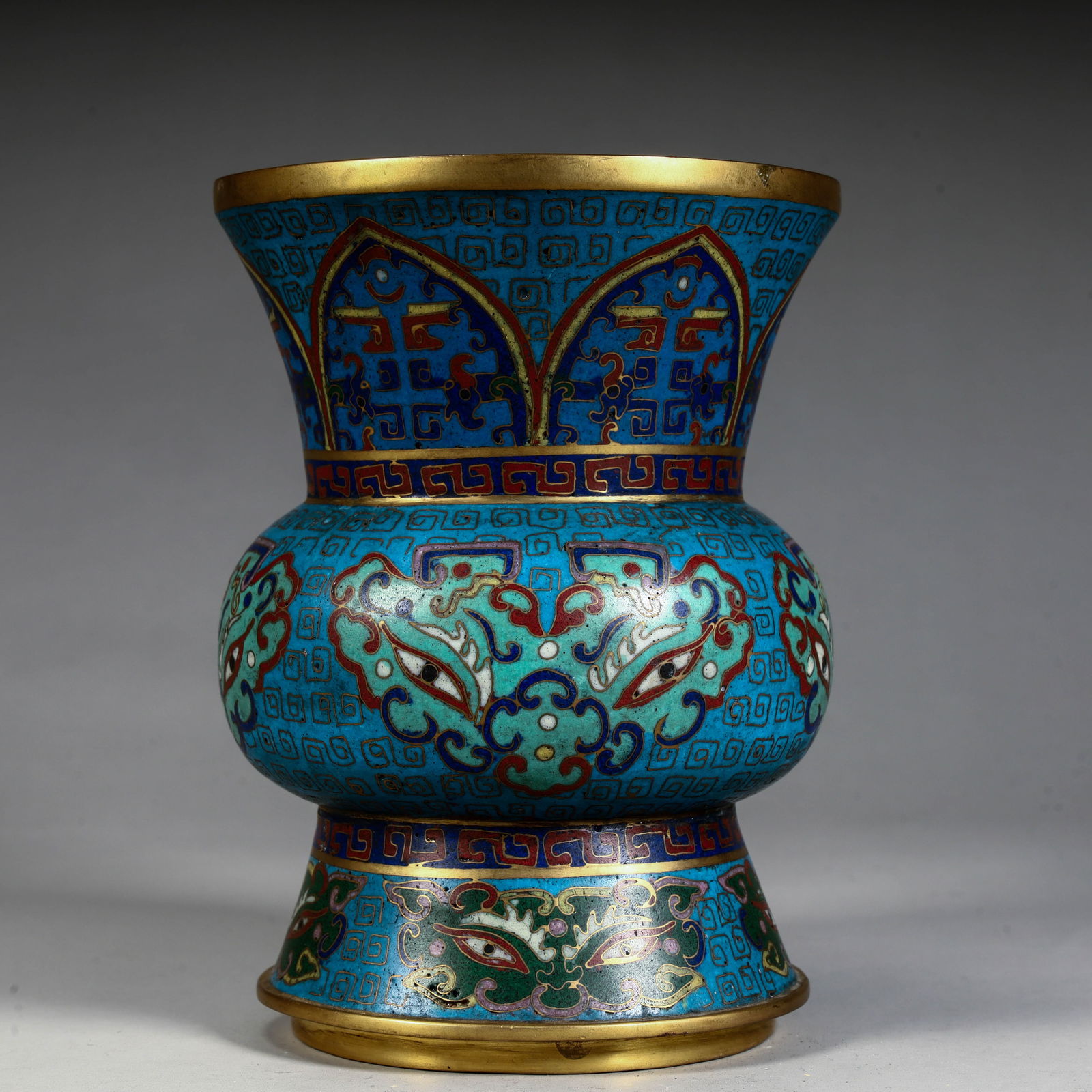 A Qing Dynasty copper tire cloisonn é enamel animal face pattern (1 of 9)