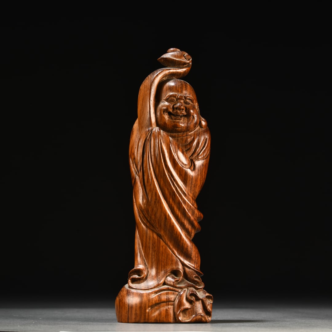 A beautiful Huanghuali carved Maitreya Buddha ornament (1 of 9)