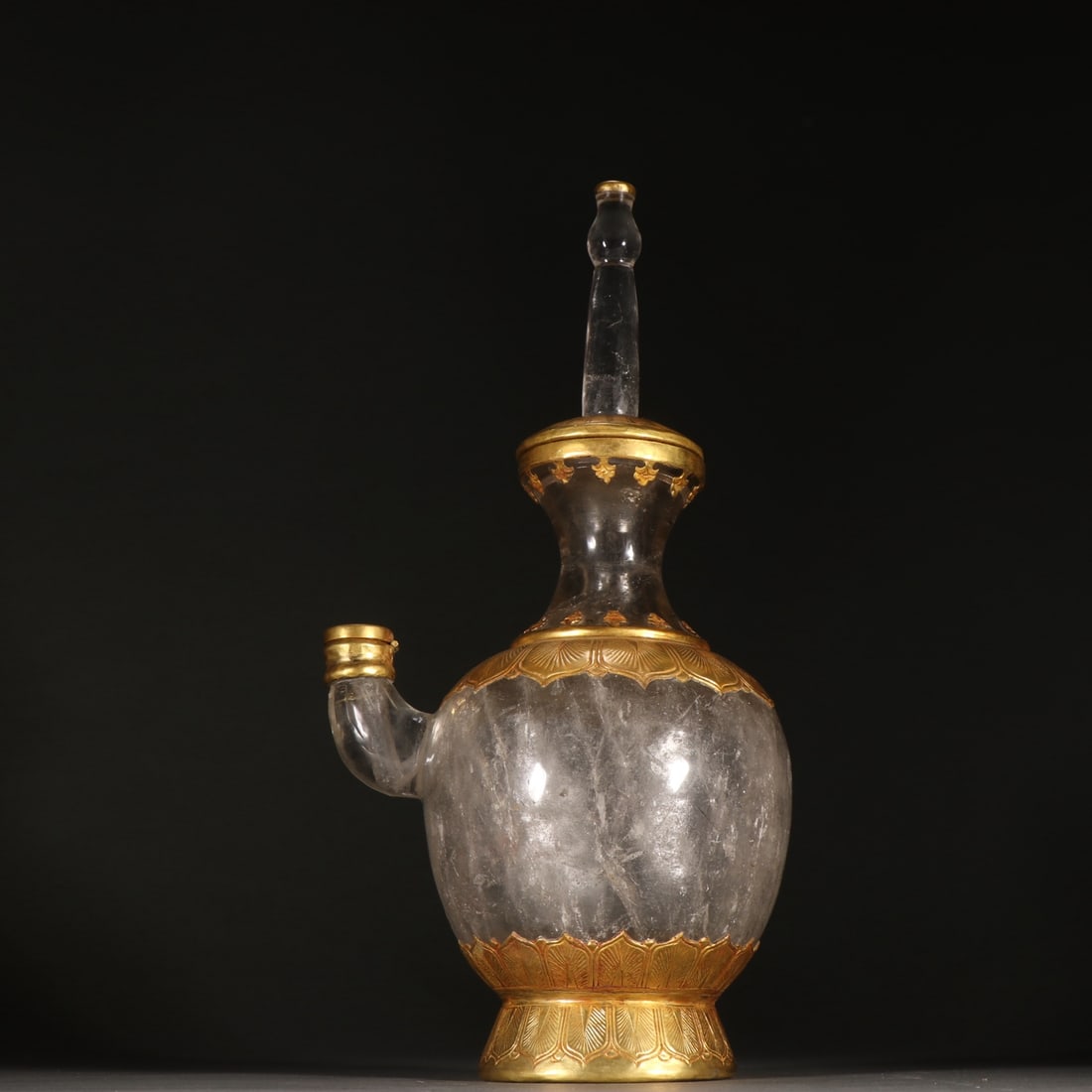 A crystal-clad gold-filled bottle from the Liao and Jin dynasties (1 of 9)