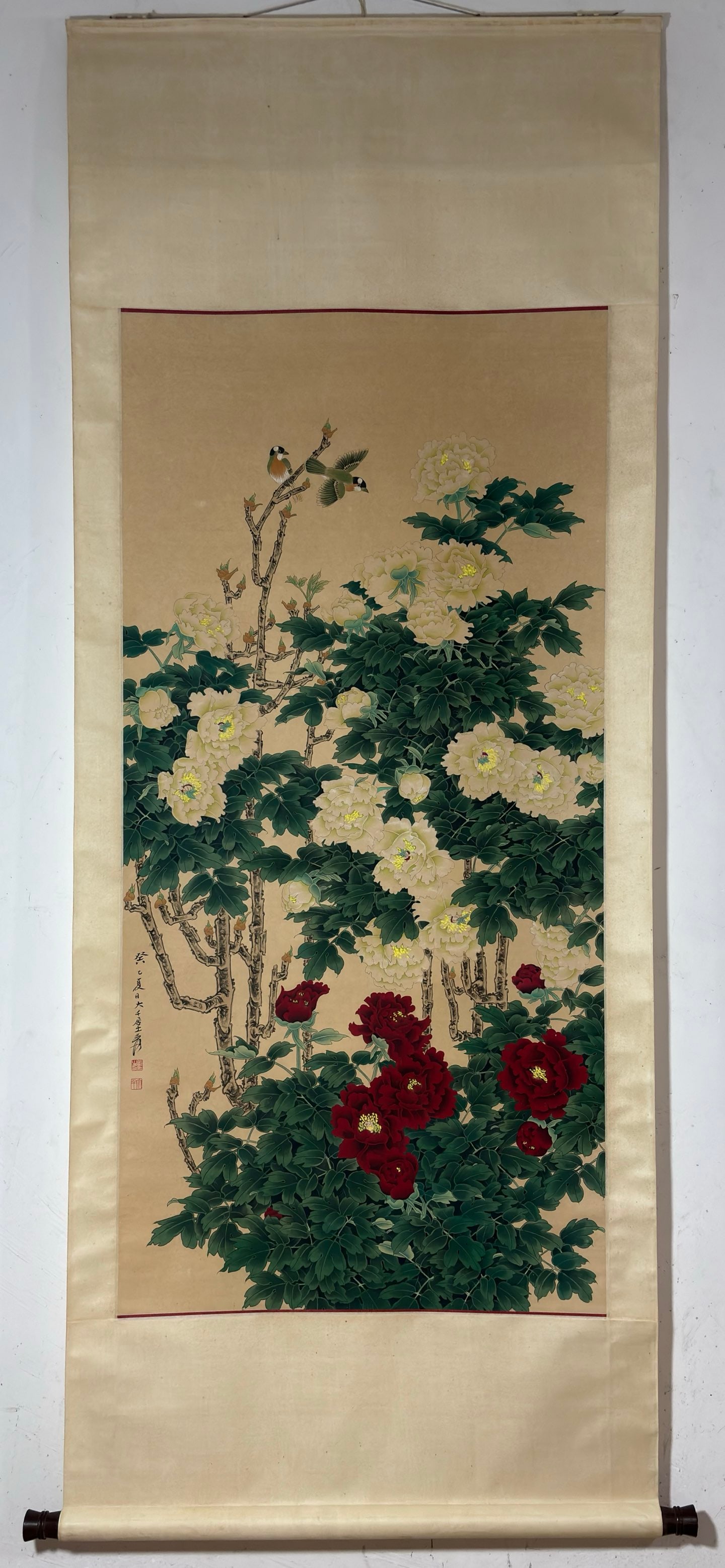 A vertical axis of Zhang Daqian's flower and bird picture (1 of 9)