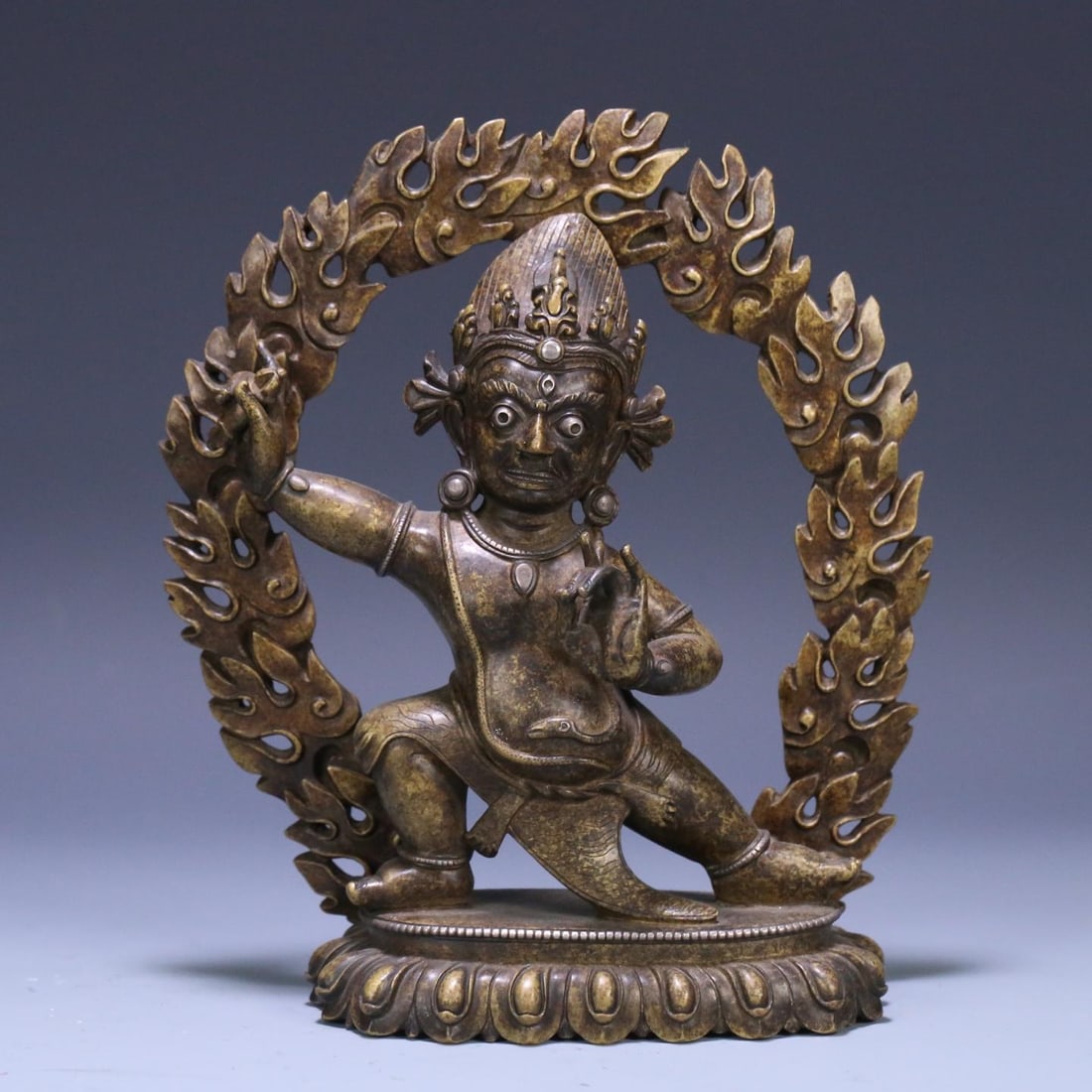 An 18th-century statue of the Bodhisattva with gold and bronze inlaid with silver Vajra hands (1 of 9)