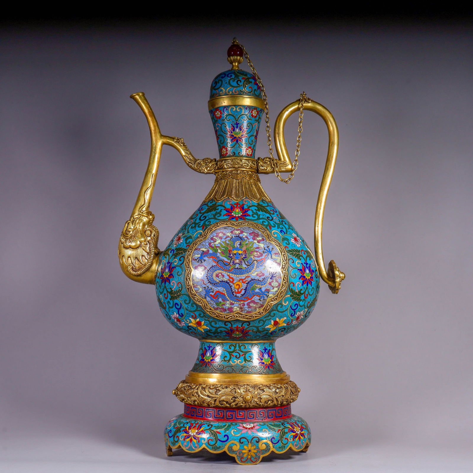 A cloisonn é cloisonn é enamel dragon pattern wine jug from the Qing Dynasty (1 of 15)