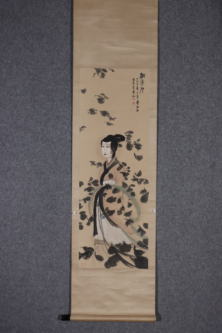 A calligraphy and painting by Fu Baoshi: Fu Baoshi's calligraphy and painting Size:105x36cm (The Dimensions Of All Batches Are Manually Measured.If You Need More Detailed Information, Please Contact Our Customer Service