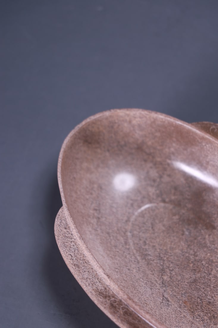 A beautiful ancient jade hooked pattern feather cup - 2