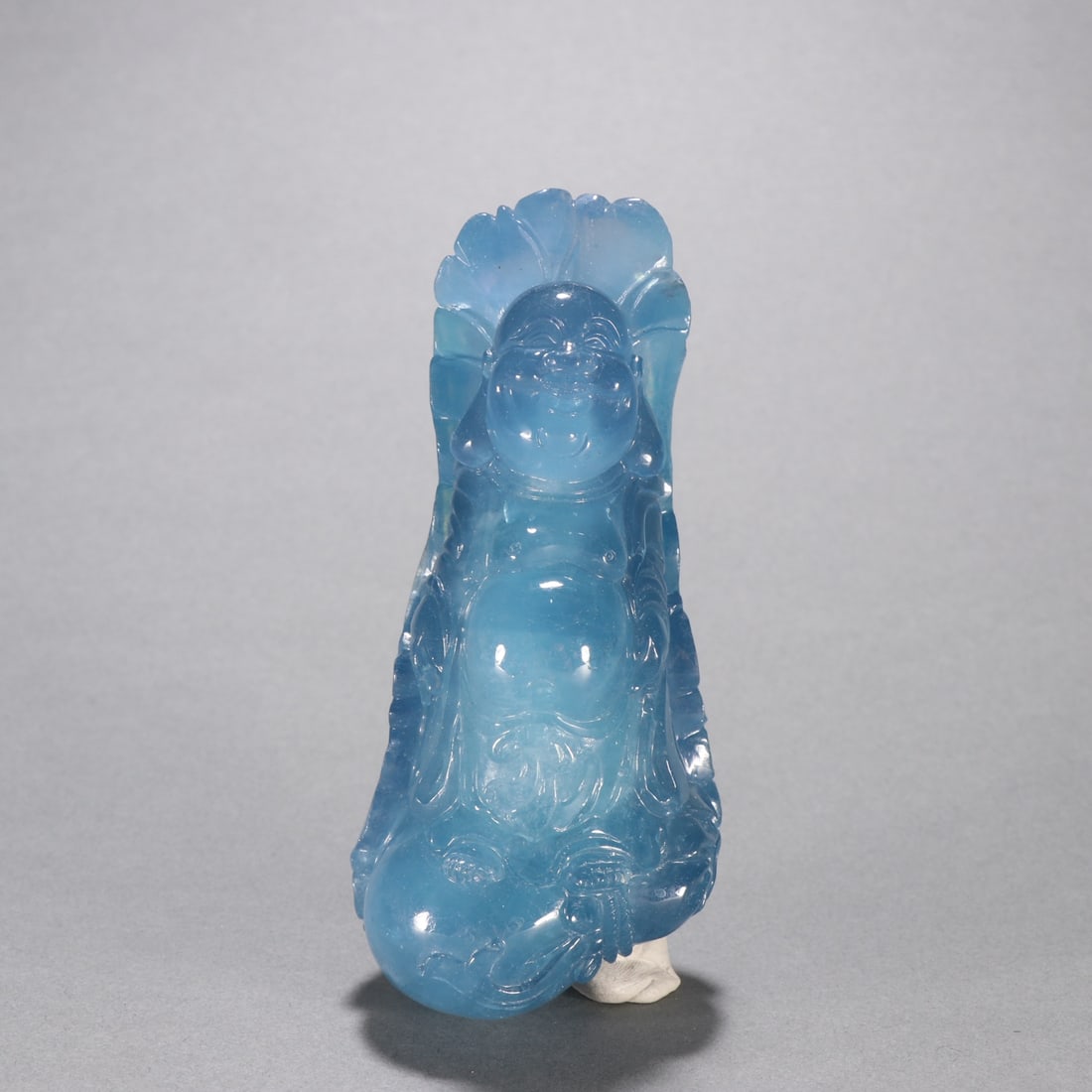 A sculpture of Maitreya Buddha from the Qing Dynasty: Aquamarine Maitreya Buddha carving in the Qing Dynasty Size:H:13.3cmW:6.1cmW:0.51kg (The Dimensions Of All Batches Are Manually Measured.If You Need More Detailed Information,
