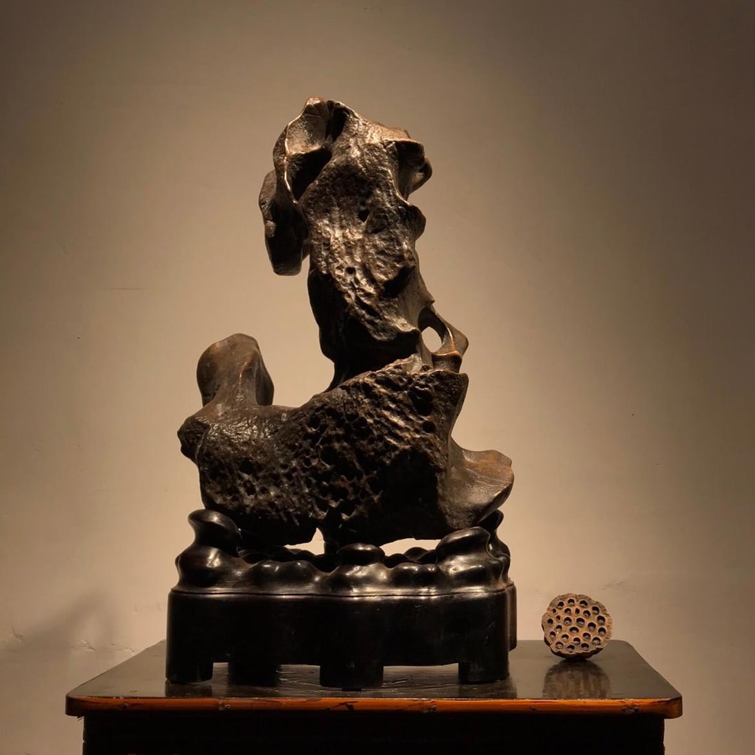 A piece of exquisite Taihu Lake Shixiuyun: Exquisite Taihu Lake Shixiuyun Size:H:62cmW:36cm T:22cm (The Dimensions Of All Batches Are Manually Measured.If You Need More Detailed Information, Please Contact Our Customer