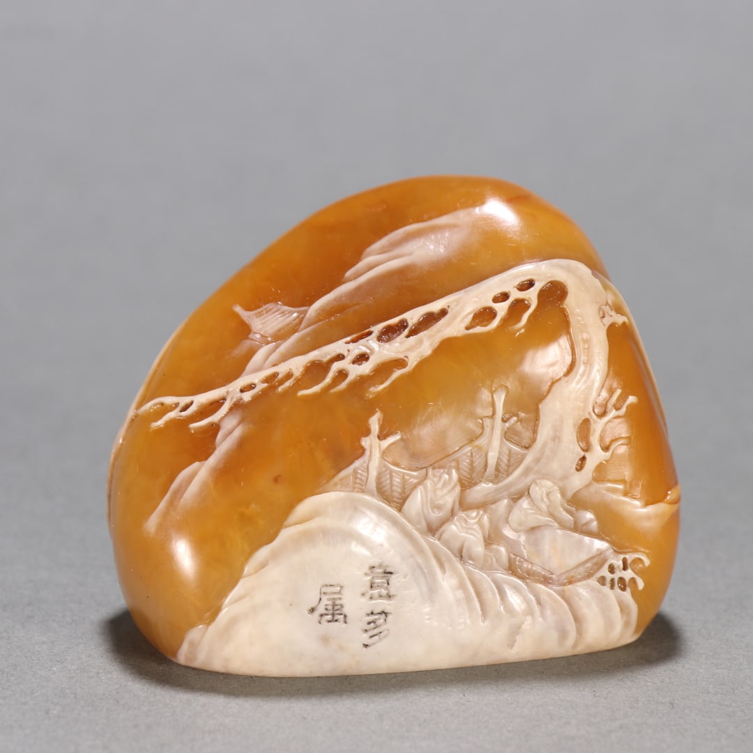 A beautiful stone fragrance style Tian Huangshi landscape character seal: Exquisite stone fragrance style field Huangshi landscape character seal Size:H:5cmW:6.25cmW:0.15kg (The Dimensions Of All Batches Are Manually Measured.If You Need More Detailed