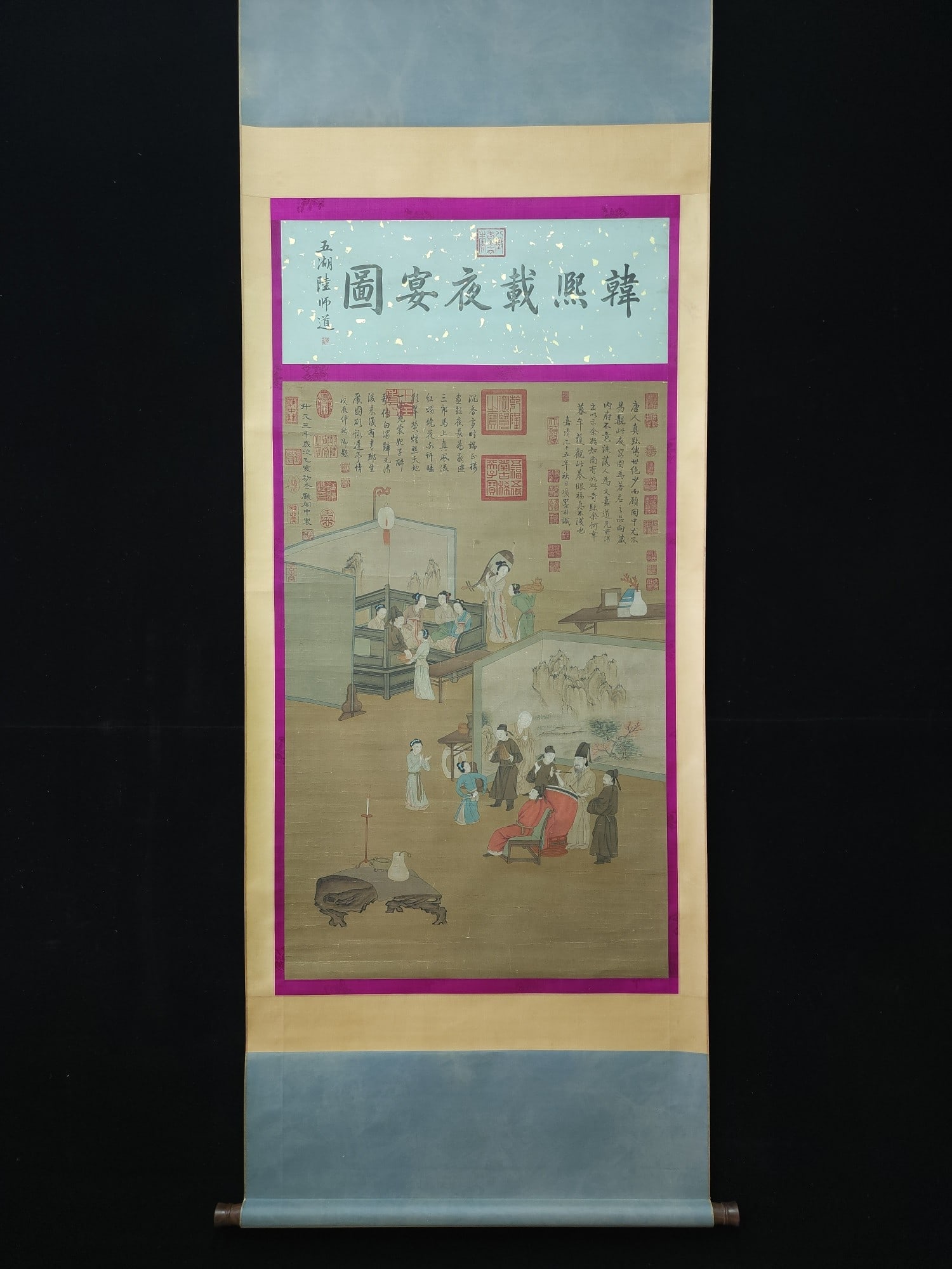A fine silk figure painting in Gu Hongzhong of the Tang Dynasty: Tang Dynasty Gu Hongzhong's fine silk figure paintings Size:Paintingcore104x7cm (The Dimensions Of All Batches Are Manually Measured.If You Need More Detailed Information, Please