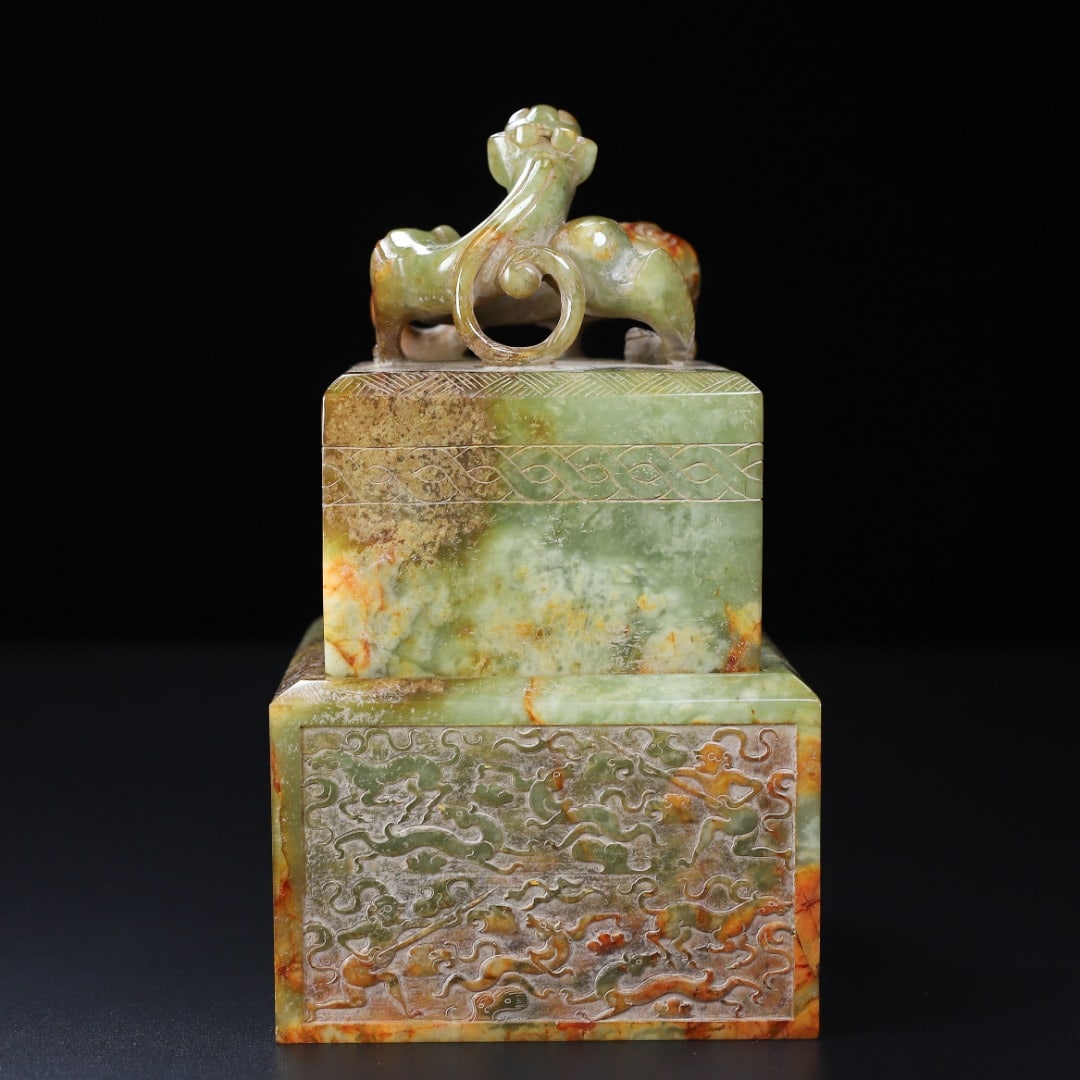 A beautiful Hetian jade double-layer seal - 7