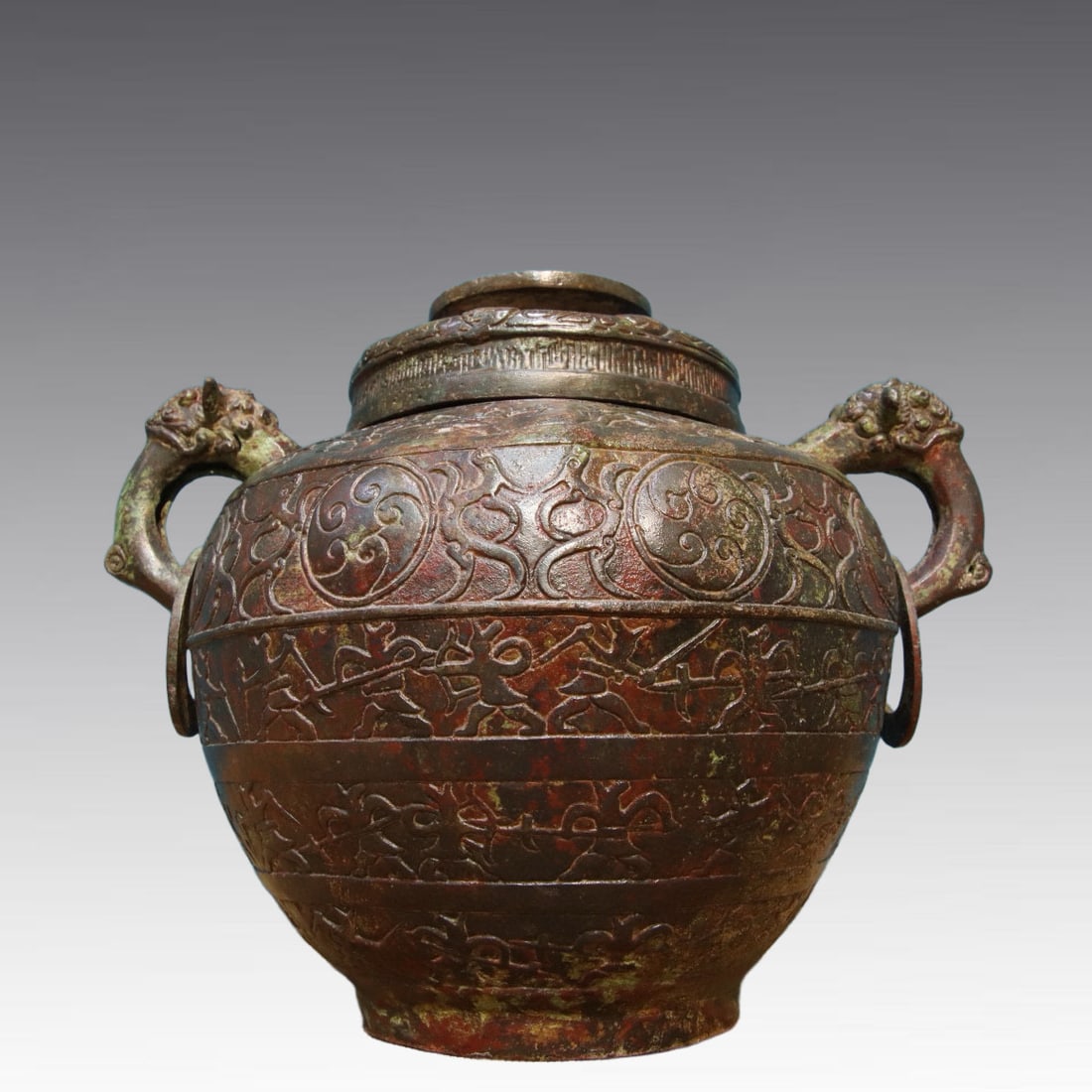 A fine bronze jar inscription: Exquisite bronze jar inscription Size:L:27cmW:20cmH:21.5cmW:3kg (The Dimensions Of All Batches Are Manually Measured.If You Need More Detailed Information, Please Contact Our