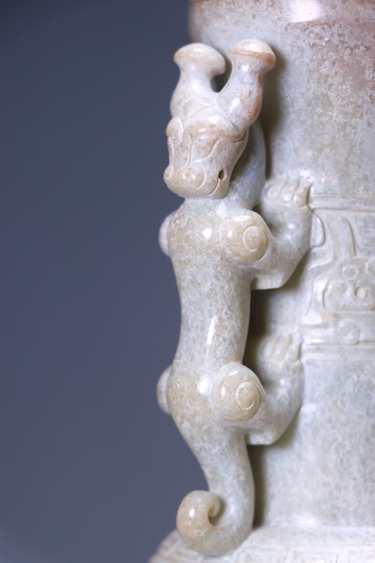 A beautiful ancient jade gluttonous pattern amphora - 4